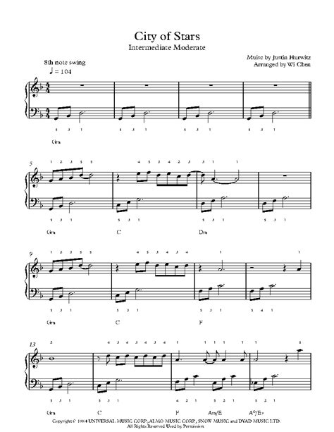 city of stars score.